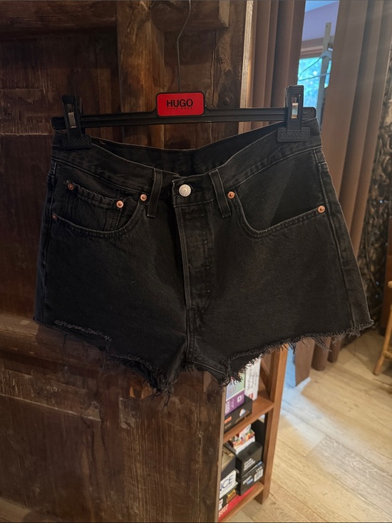 Levi's Pants - Levis Black Raw-Hem Denim Short Shorts